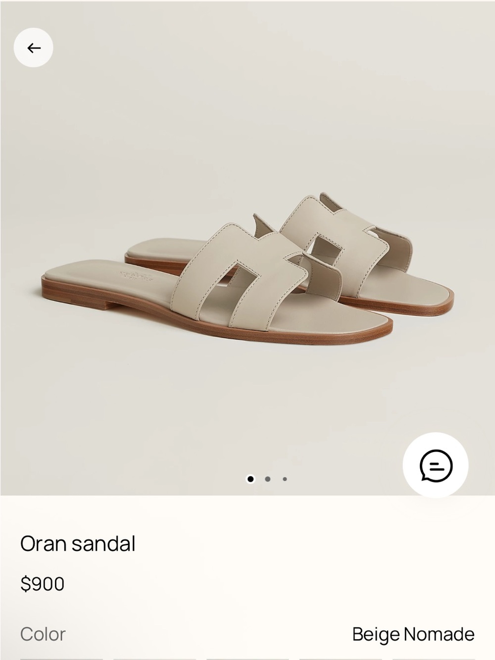Hermes Beige/Tan Oran Leather Slide Sandals - Picture 7 of 10